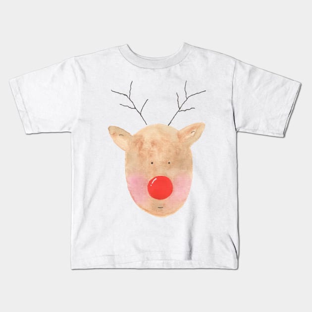 Cute Reindeer Kids T-Shirt by Wild Tangents